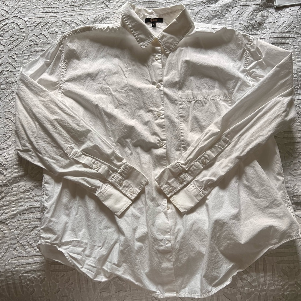 Quince Poplin Long Sleeve Boyfriend Shirt